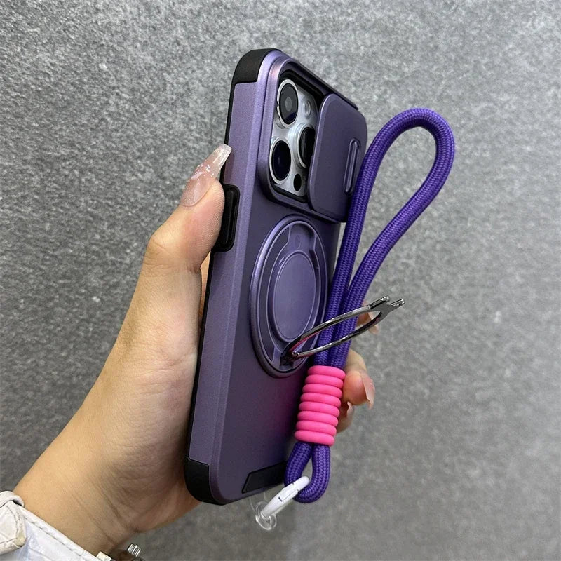 Magnetic Armor Case with Stand for iPhone