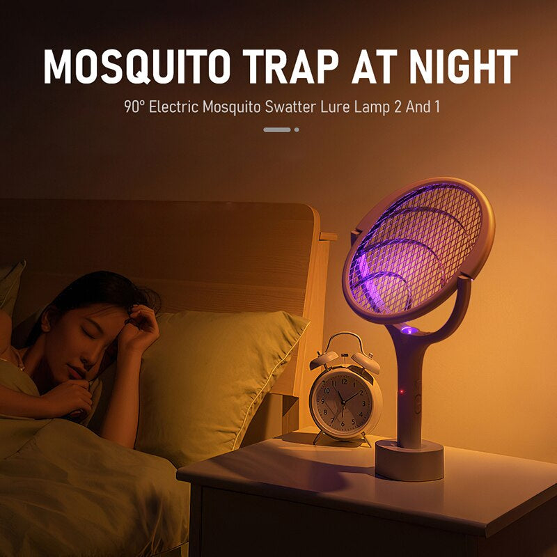 ⚡ 2-in-1 Rotating Mosquito Racket with Lamp