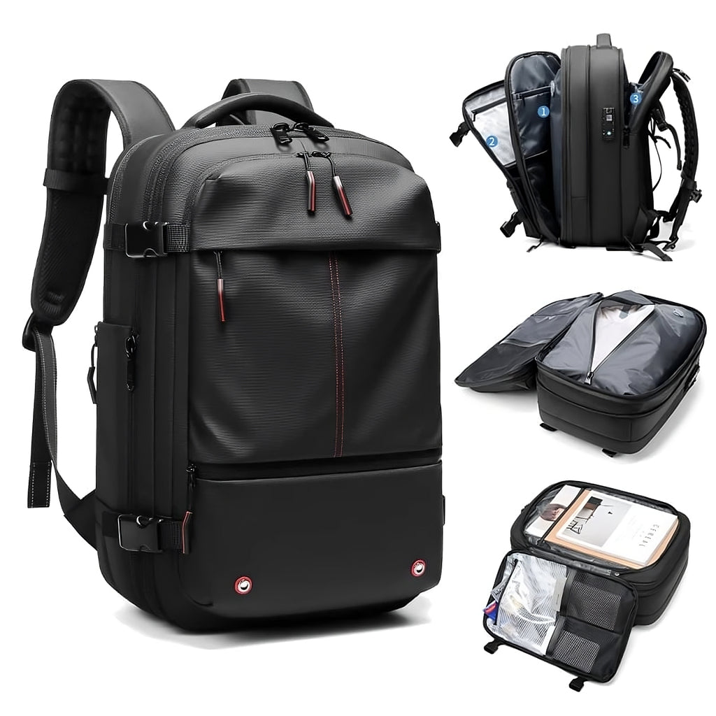 Travel backpack with vacuum function