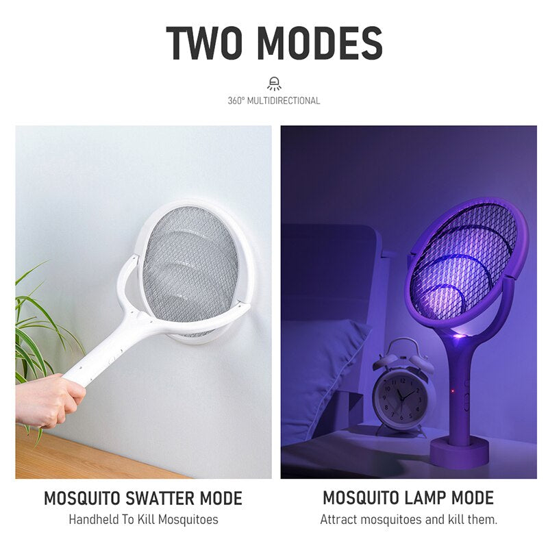 ⚡ 2-in-1 Rotating Mosquito Racket with Lamp