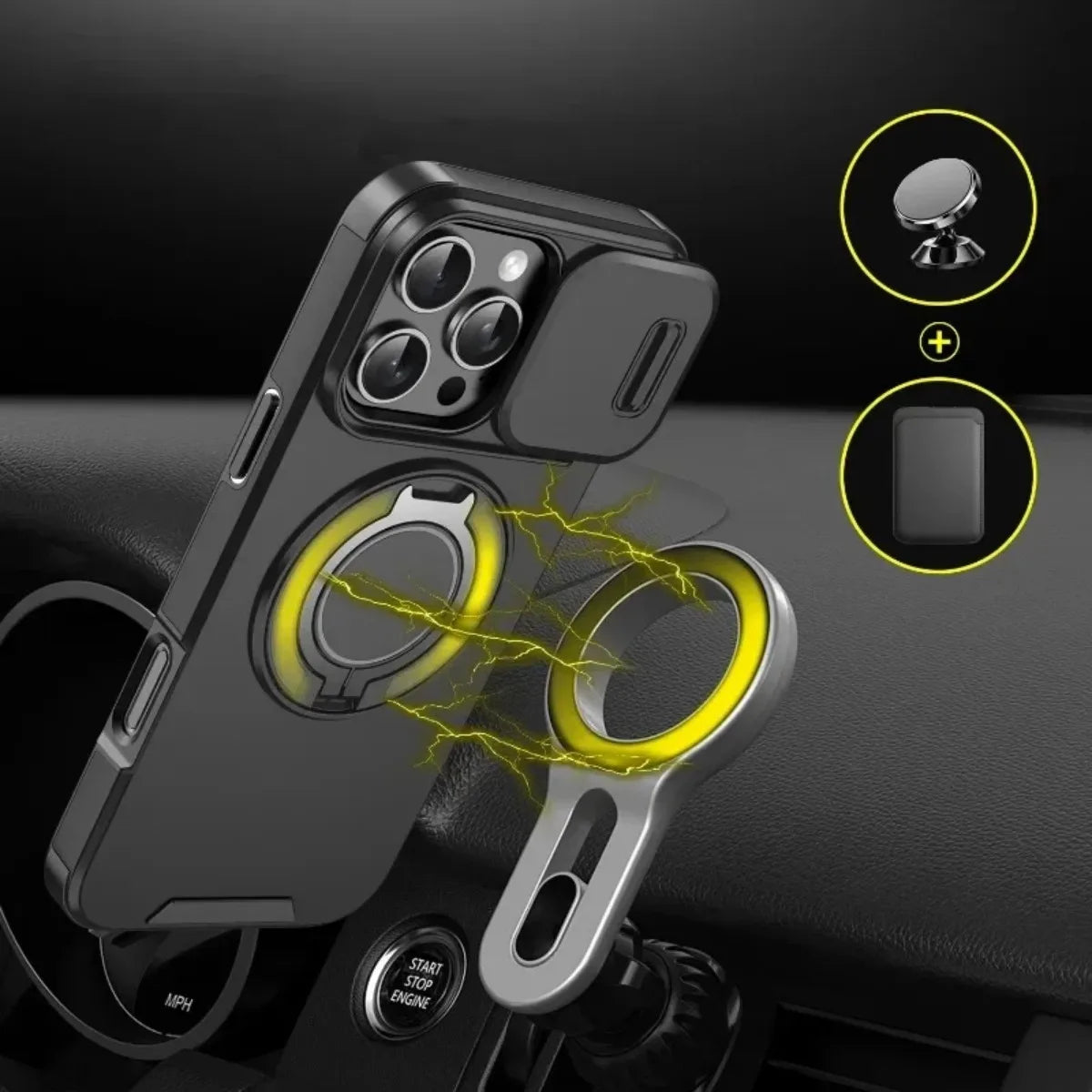Magnetic Armor Case with Stand for iPhone