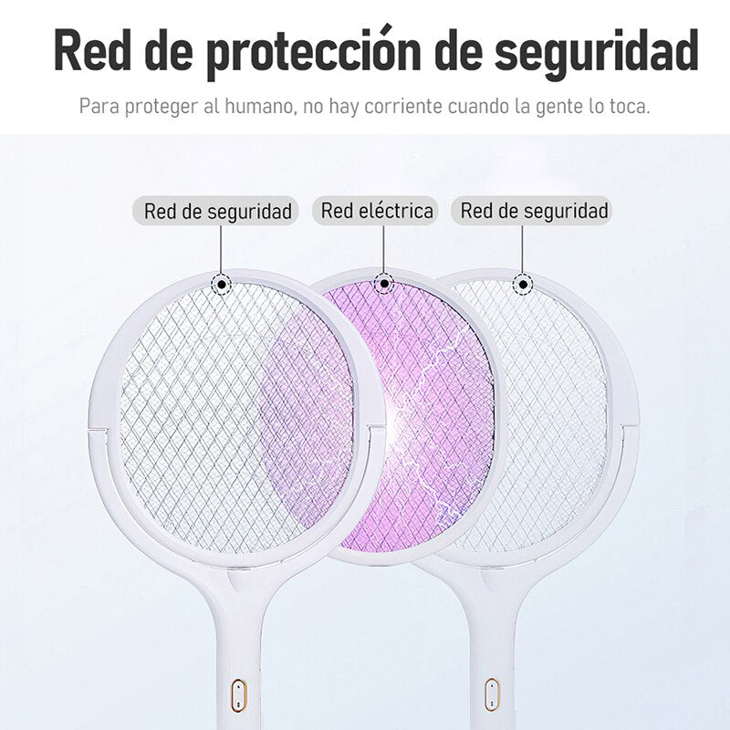 ⚡ 2-in-1 Rotating Mosquito Racket with Lamp