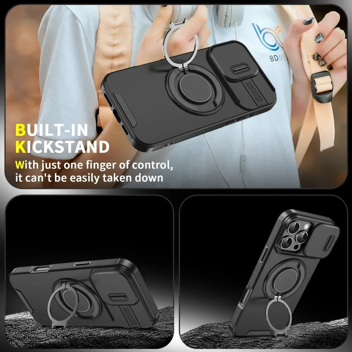 Magnetic Armor Case with Stand for iPhone