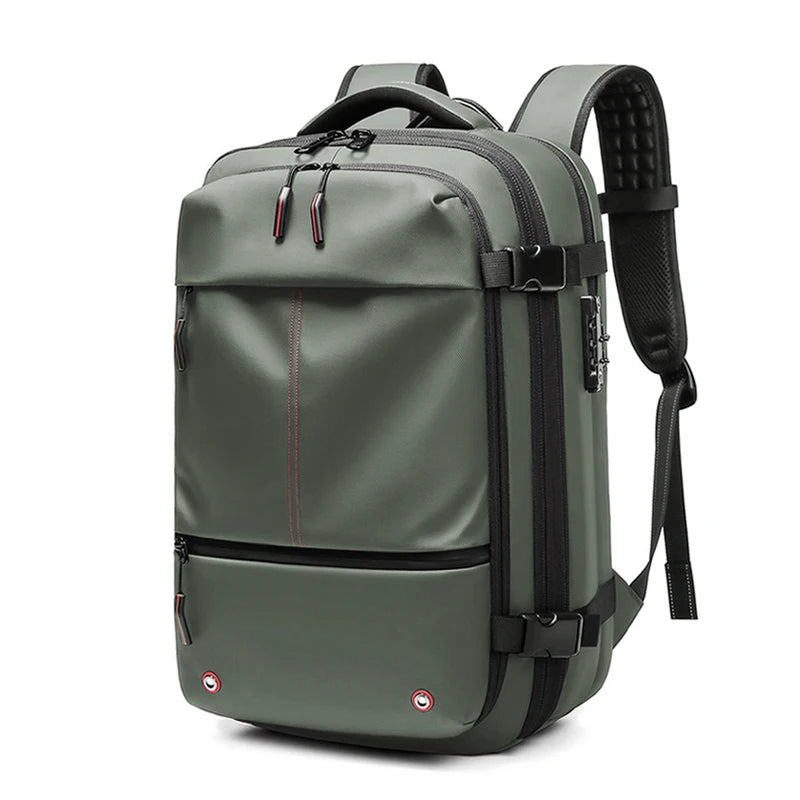 Travel backpack with vacuum function